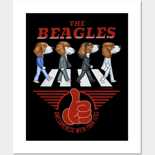 Classic Street crossing with Beagle Dogs on a retro The Beagles tee Wall Art by Danny Gordon Art